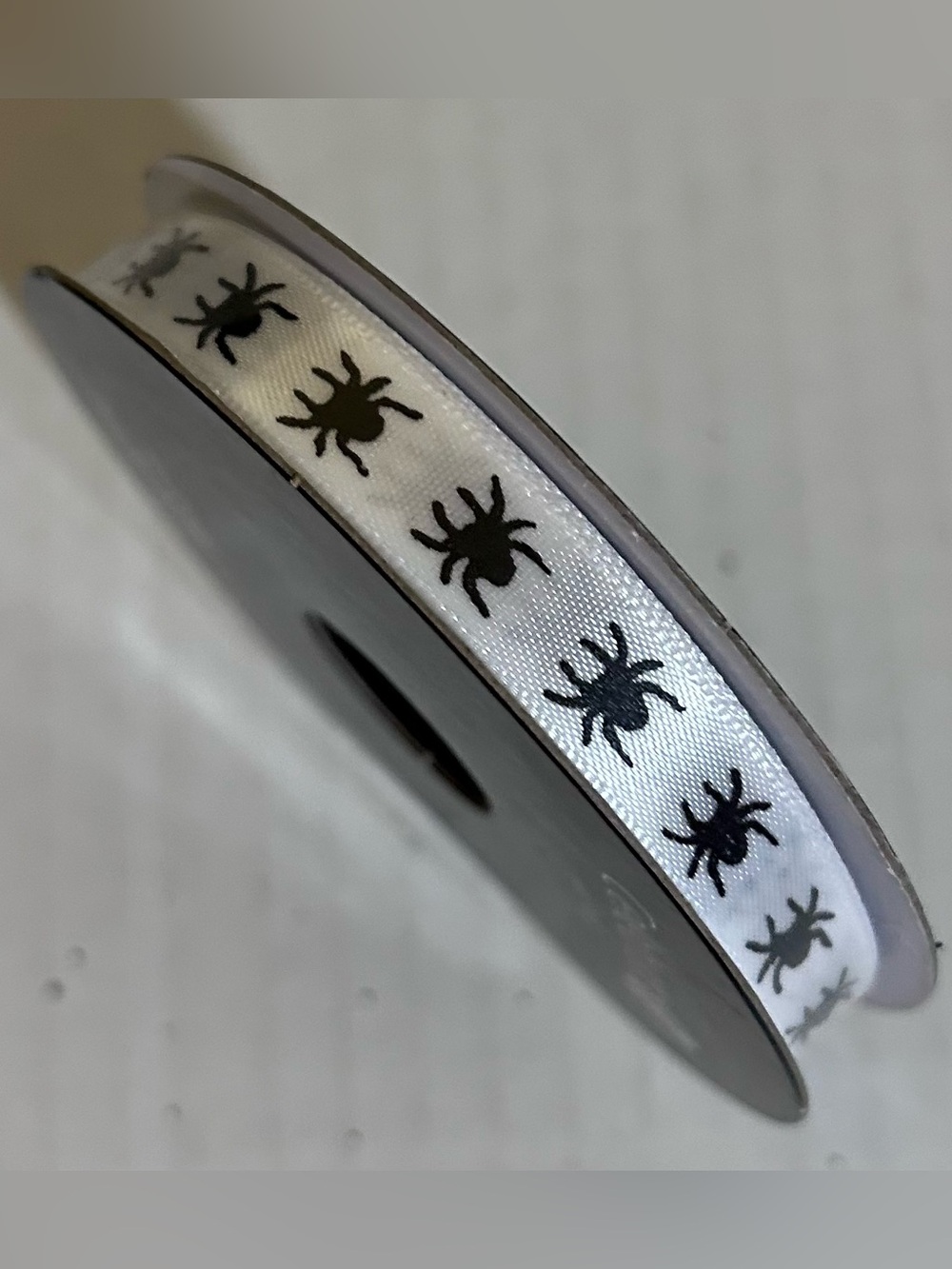 Celebrate it White Spider Print Ribbon Halloween 3/8”